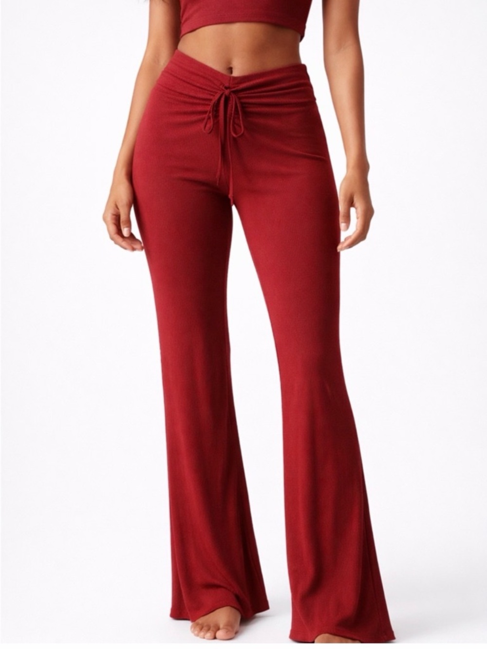 SKIMS Soft Lounge Ruched Pants Color Brick Size XL Ribbed Wide Leg Lounge NWT